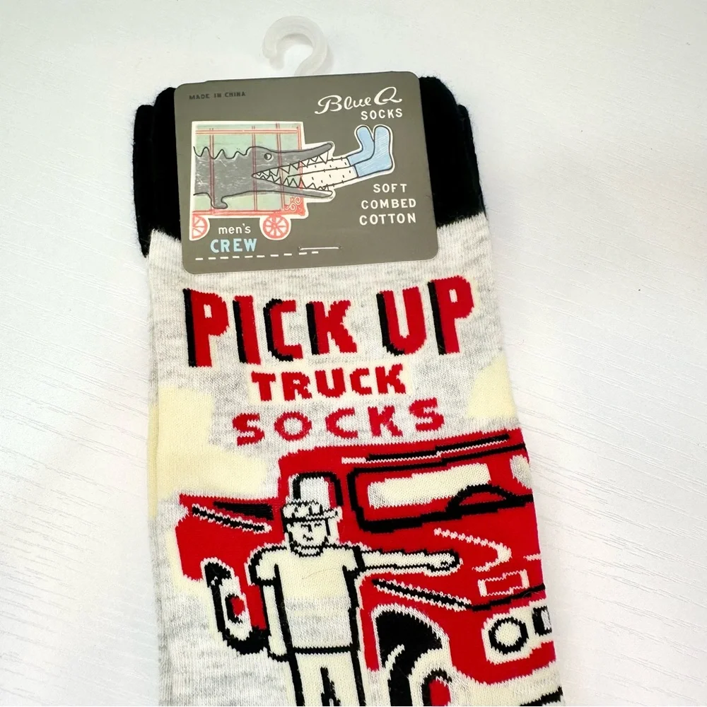 Blue Q Pick Up Truck Crew Socks, Men’s